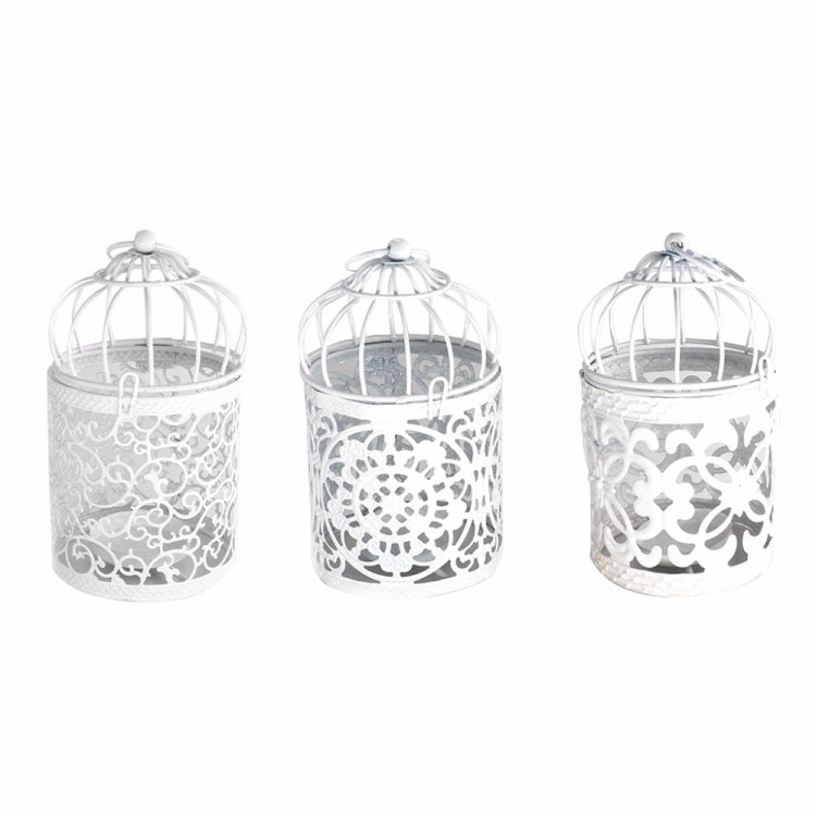 Castiçal Criativo Antigo em Forma de Gaiola de Pássaro, Ornamentos em Ferro Forjado com Padrão Floral Oco, Artesanato para Decoração de Casa