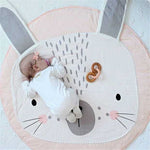 Baby Infant Play Mats Kids Crawling Carpet Floor Rug Baby Bedding Rabbit Blanket Cotton Game Pad Children Room Decor, Grey Rabbit, Fox, Koala, Lion, Deer, Sheep, Swan, Unicorn, Giraffe, Panda, Penguin, Butterfly, Tiger, Bear, Pink Rabbit