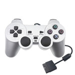 Comando com Fios, Vibração de Motor Duplo, Prateado, Comando de Injeção de Combustível Adequado para PS2, Para PS2