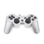 Comando com Fios, Vibração de Motor Duplo, Prateado, Comando de Injeção de Combustível Adequado para PS2, Para PS2