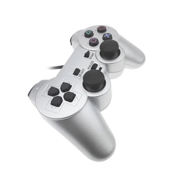 Comando com Fios, Vibração de Motor Duplo, Prateado, Comando de Injeção de Combustível Adequado para PS2, Para PS2