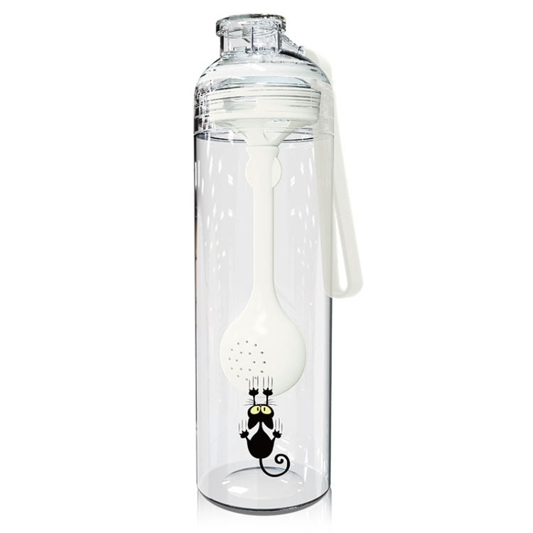 Copo de Plástico com Separação de Chá e Água com Padrão de Gato Desenho Animado, Branco, Vermelho, Azul, Preto
