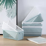 Desktop Snacks & Sundries Storage Basket Rectangular Plastic Storage Basket, Small （White）, Small （Light Green）, Large (White), Large（Llight Green）