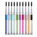 Escova para Pestanas com Haste de Plástico, Escova para Pestanas com Haste de Strass e Estojo para Caneta, Cores: Rosa, Vermelho Rosado, Dourado, Azul Royal, Azul Claro, Verde, Preto, Branco, Prateado, Roxo