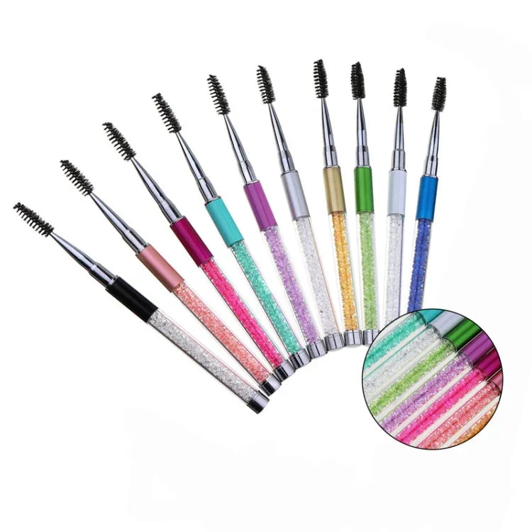 Escova para Pestanas com Haste de Plástico, Escova para Pestanas com Haste de Strass e Estojo para Caneta, Cores: Rosa, Vermelho Rosado, Dourado, Azul Royal, Azul Claro, Verde, Preto, Branco, Prateado, Roxo