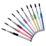 Escova para Pestanas com Haste de Plástico, Escova para Pestanas com Haste de Strass e Estojo para Caneta, Cores: Rosa, Vermelho Rosado, Dourado, Azul Royal, Azul Claro, Verde, Preto, Branco, Prateado, Roxo