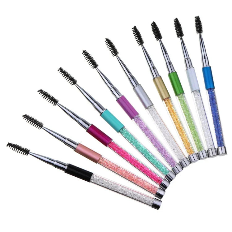 Escova para Pestanas com Haste de Plástico, Escova para Pestanas com Haste de Strass e Estojo para Caneta, Cores: Rosa, Vermelho Rosado, Dourado, Azul Royal, Azul Claro, Verde, Preto, Branco, Prateado, Roxo