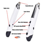 PR-08 Caneta Eletrónica para Quadro Branco Sem Fios 2.4G com 6 Teclas e 1600DPI, Caneta Multi-funções Mouse PPT Flip, Branco, Vermelho, Azul, Preto, Cinzento Prateado