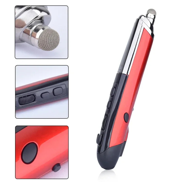 PR-08 Caneta Eletrónica para Quadro Branco Sem Fios 2.4G com 6 Teclas e 1600DPI, Caneta Multi-funções Mouse PPT Flip, Branco, Vermelho, Azul, Preto, Cinzento Prateado