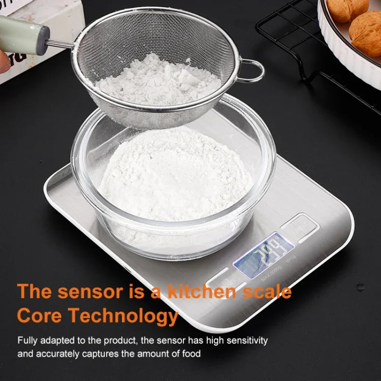 Stainless Steel Small Food Electronic Scale Kitchen Portable Baking Electronic Scale, 5kg/1g (Battery Model White), 5kg/1g (Battery Model Black), 10kg/1g (Battery Model White), 5kg/1g (Rechargeable White), 10kg/1g (Rechargeable White)                  ...