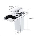 LED Three Lights Hot Cold Water Faucet Bathroom Waterfall Faucet CN Plug, Black, Electroplating Silver