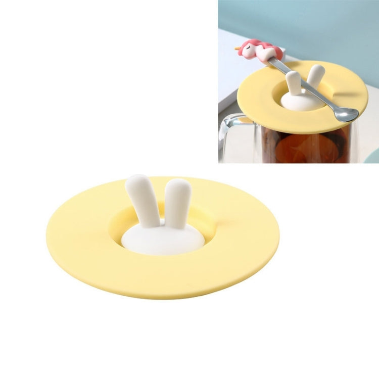 Tampa de Copo de Silicone em Forma de Orelhas de Coelho, Tampa de Vedação para Caneca Desenho Animado, Tampa à Prova de Pó e de Fugas, Amarelo, Verde, Rosa