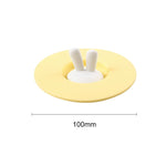 Tampa de Copo de Silicone em Forma de Orelhas de Coelho, Tampa de Vedação para Caneca Desenho Animado, Tampa à Prova de Pó e de Fugas, Amarelo, Verde, Rosa