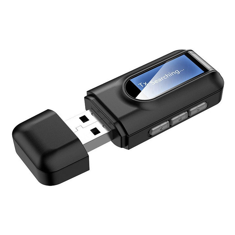 Receptor e Transmissor de Áudio Bluetooth 5.0 USB 2 em 1 BT201 com Ecrã LCD, Receptor e Transmissor de Áudio Bluetooth com Ecrã LCD