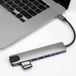 Estação de Acoplamento HUB WC7367 8 em 1 87W Tipo-C para PD+USB3.0/USB2.0+SD+TF+HDMI+RJ45+Tipo-C, WC7367