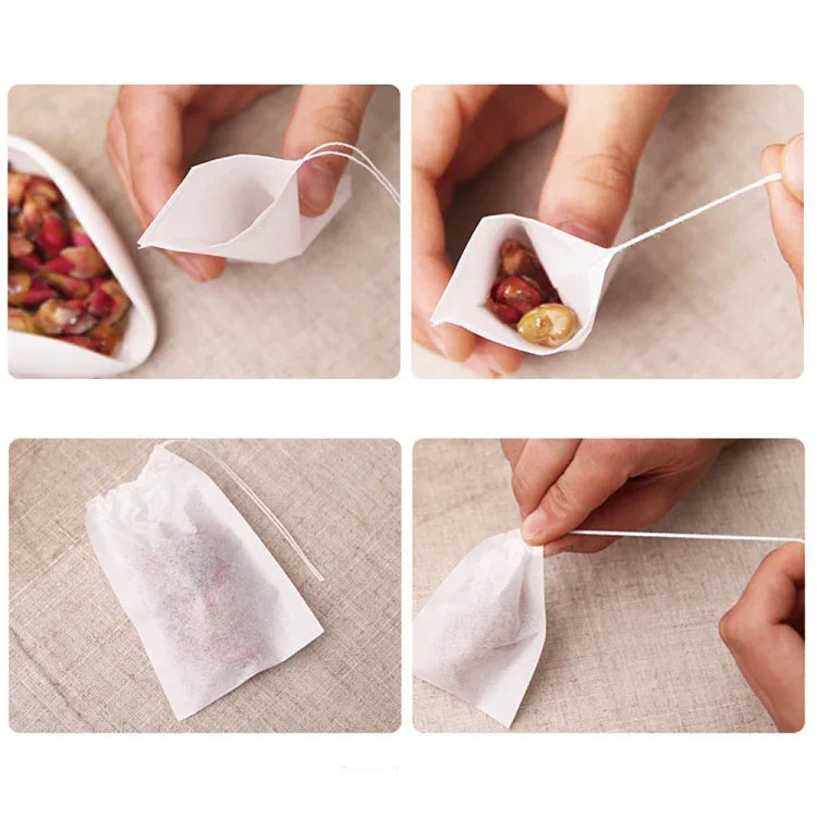100 Sacos de Chá Aromatizados com Filtro de Papel Selado, Tamanho: 5.5 x 7cm, Sacos de Chá