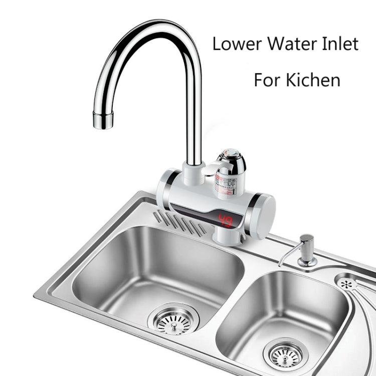 Kitchen Instant Electric Hot Water Faucet Hot & Cold Water Heater EU Plug, Lamp Display Lower Water Inlet, Lamp Display Side Water Inlet, Lamp Display Leakage Protection Lower Water Inlet, Lamp Shows Leakage Protection Side Water Inlet                 ...