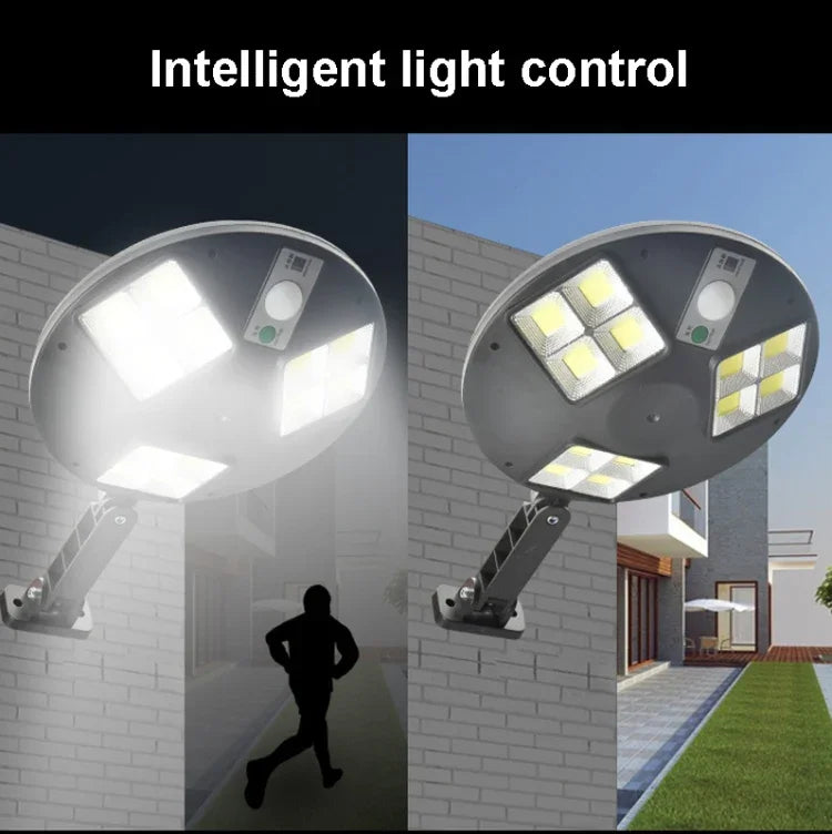 144 COB Lâmpada Solar com Sensor de Corpo Humano para Rua Jardim Luz de Parede com Controlo Remoto Luz de Segurança Exterior
