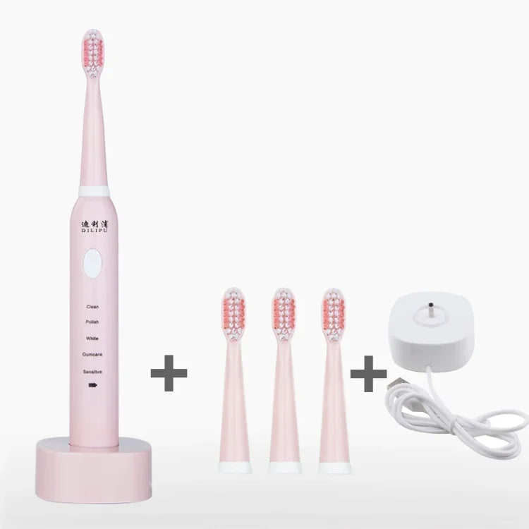 DELIPU Electric Toothbrush Rechargeable Sonic 5-Speed Adjustment Children Adult Household Waterproof Soft Hair Whitening Toothbrush, USB Charging Cable  (Blue), USB Charging Cable (White), USB Charging Stand (Blue), USB Charging Stand(Pink)