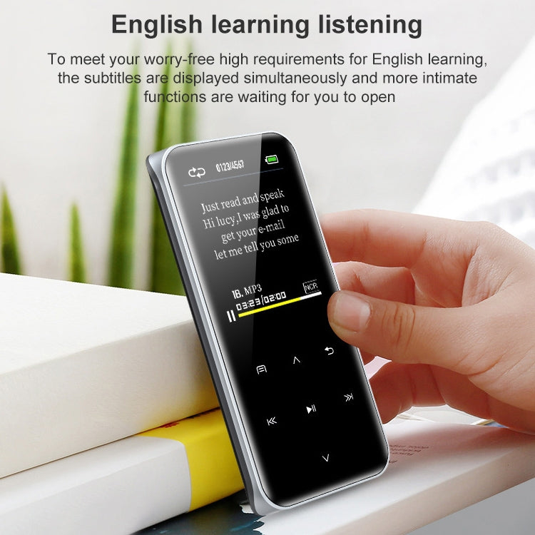 Leitor MP3 Portátil Bluetooth com Ecrã Tátil Gravador E-Book, 4GB, 8GB, 16GB, 32GB