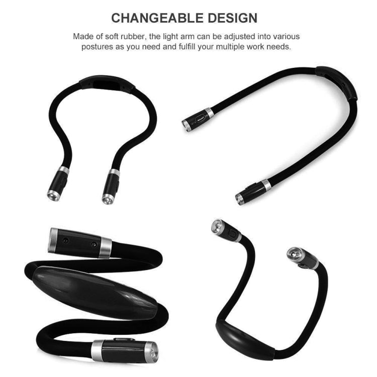 Candeeiro portátil de leitura em forma de U flexível LED mãos-livres para pescoço, lanterna, preto, verde, azul, rosa