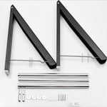Estendal Invisível Multifuncional em Alumínio para Espaço, Preto, Duplo Preto + Barra Transversal de 80cm