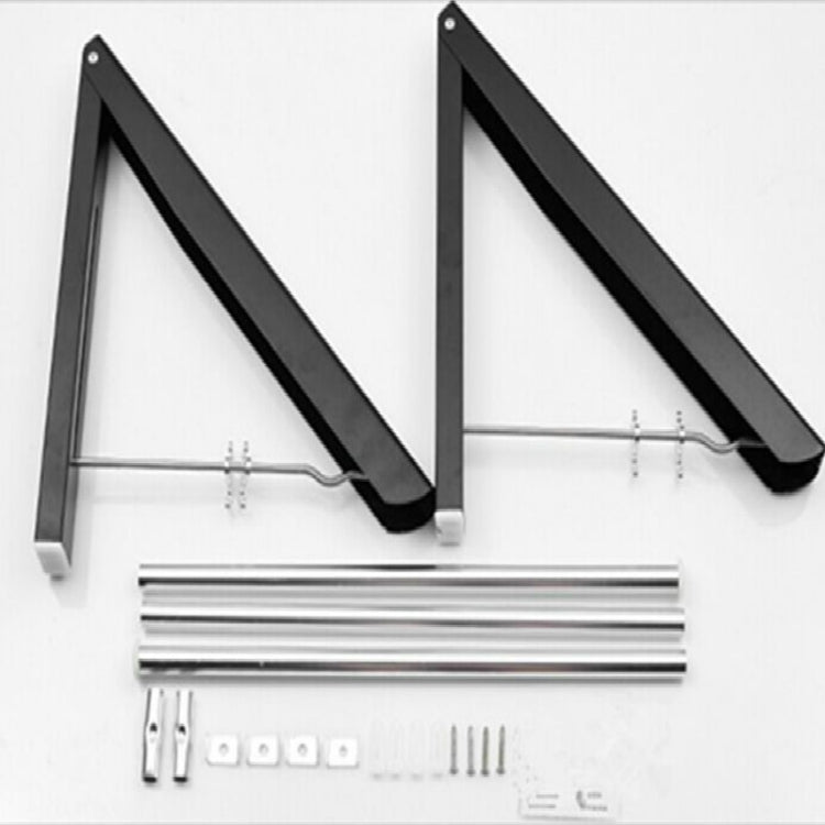Estendal Invisível Multifuncional em Alumínio para Espaço, Preto, Duplo Preto + Barra Transversal de 80cm