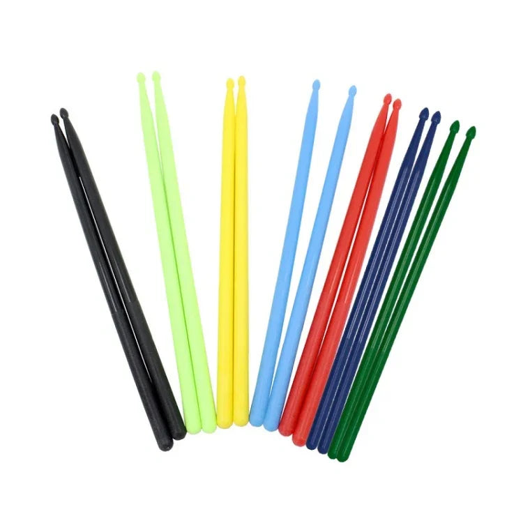 2 Pares de Baquetas para Bateria em Nylon, Amarelo, Azul Claro, Preto, Verde Claro, Vermelho, Azul Marinho, Verde Escuro