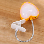 Mini candeeiro de livro LED com clip em forma de coração, luz de leitura para secretária, luz para teclado, proteção ocular, poupança de energia, luzes noturnas, rosa, amarelo, azul