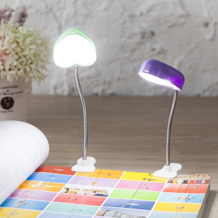 Mini candeeiro de livro LED com clip em forma de coração, luz de leitura para secretária, luz para teclado, proteção ocular, poupança de energia, luzes noturnas, rosa, amarelo, azul