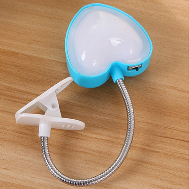 Mini candeeiro de livro LED com clip em forma de coração, luz de leitura para secretária, luz para teclado, proteção ocular, poupança de energia, luzes noturnas, rosa, amarelo, azul