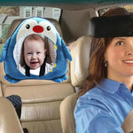 Espelho Retrovisor Reverso para Carro com Assento de Bebé Brinquedo de Peluche, Espelho Peixe 35 x 23,5 cm, Espelho Urso Castanho 35 x 23,5 cm, Espelho Pinguim 35 x 23,5 cm
