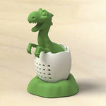 Infusor de chá para bebé em silicone com tema de dinossauro, Verde Sortudo, Amarelo Luz de Vela