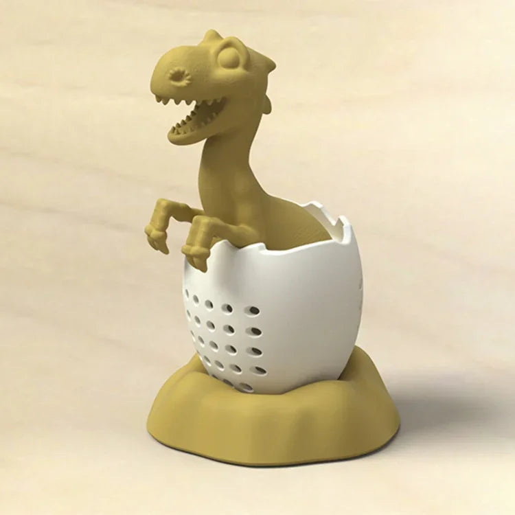 Infusor de chá para bebé em silicone com tema de dinossauro, Verde Sortudo, Amarelo Luz de Vela