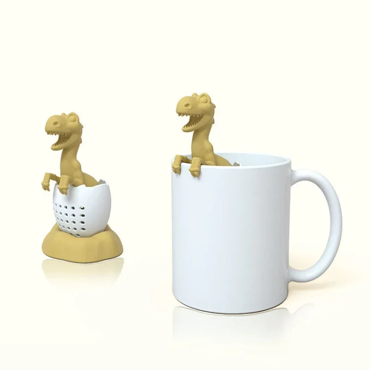 Infusor de chá para bebé em silicone com tema de dinossauro, Verde Sortudo, Amarelo Luz de Vela
