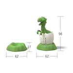 Infusor de chá para bebé em silicone com tema de dinossauro, Verde Sortudo, Amarelo Luz de Vela