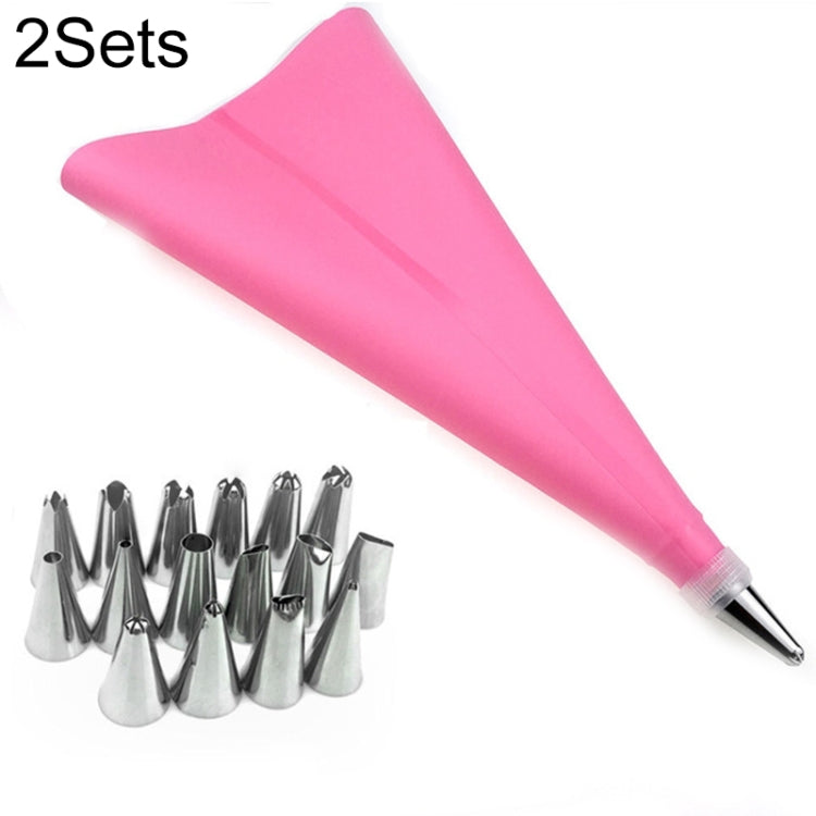 2 Conjuntos de Sacos de Pastelaria Reutilizáveis em Silicone Ferramentas para Decoração de Bolos com 16 Bicos