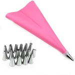 2 Conjuntos de Sacos de Pastelaria Reutilizáveis em Silicone Ferramentas para Decoração de Bolos com 16 Bicos