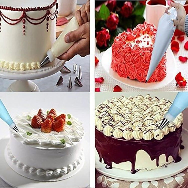 2 Conjuntos de Sacos de Pastelaria Reutilizáveis em Silicone Ferramentas para Decoração de Bolos com 16 Bicos