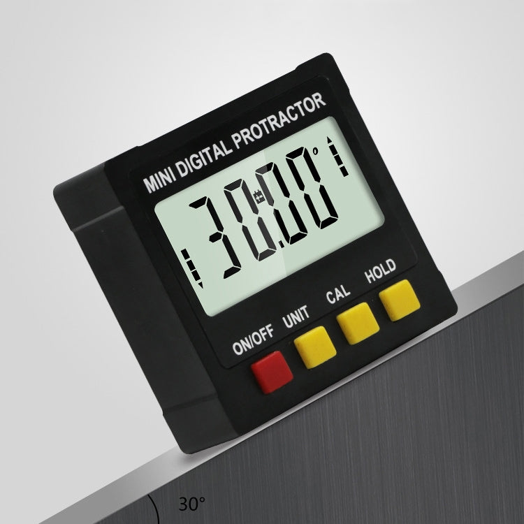 Inclinómetro Digital Electrónico com Ecrã, Nível de Inclinação, Transferidor Magnético de Quatro Lados, Régua de Ângulo Magnética