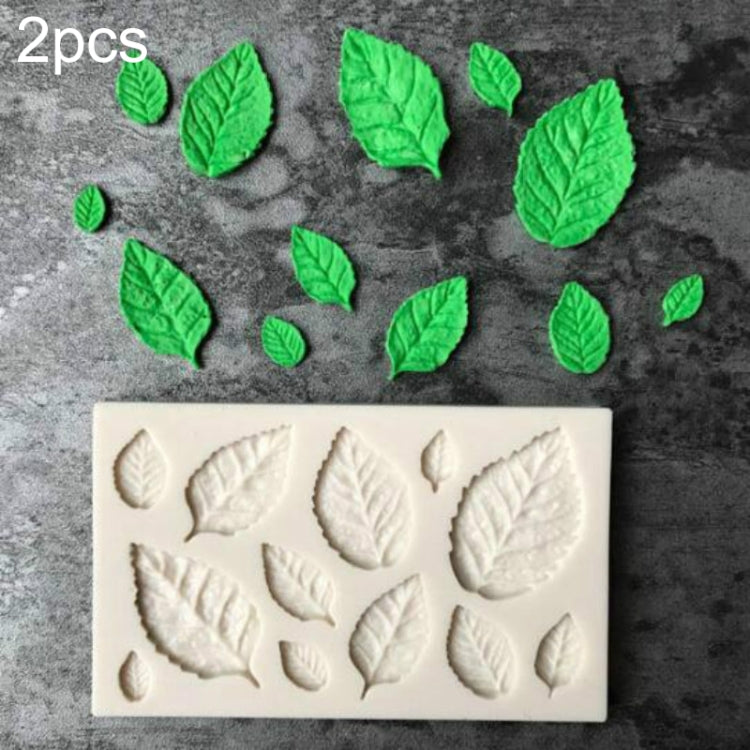 2 peças de molde de silicone para folhas de açúcar para decoração de bolos, molde para chocolate, forma de folha