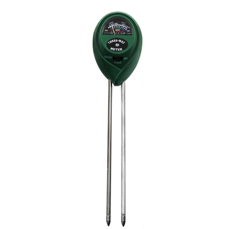 Detector de solo 3 em 1 Caneta de teste de valor de pH e intensidade luminosa Medidor de humidade do solo seco com cabeça redonda, 3 em 1