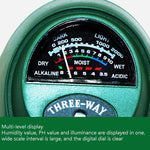 Detector de solo 3 em 1 Caneta de teste de valor de pH e intensidade luminosa Medidor de humidade do solo seco com cabeça redonda, 3 em 1