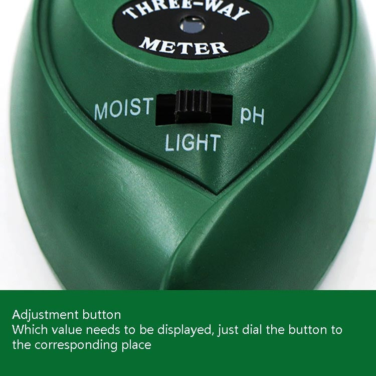 Detector de solo 3 em 1 Caneta de teste de valor de pH e intensidade luminosa Medidor de humidade do solo seco com cabeça redonda, 3 em 1