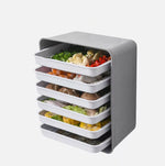 Prateleira de 6 Camadas para Hot Pot Montada na Parede, Pratos para Preparação de Cozinha Doméstica, Sem Perfuração, Pratos Retangulares para Acompanhamentos, Moldura Cinza + Prato Branco, Moldura Azul + Prato Amarelo