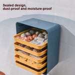 Prateleira de 6 Camadas para Hot Pot Montada na Parede, Pratos para Preparação de Cozinha Doméstica, Sem Perfuração, Pratos Retangulares para Acompanhamentos, Moldura Cinza + Prato Branco, Moldura Azul + Prato Amarelo