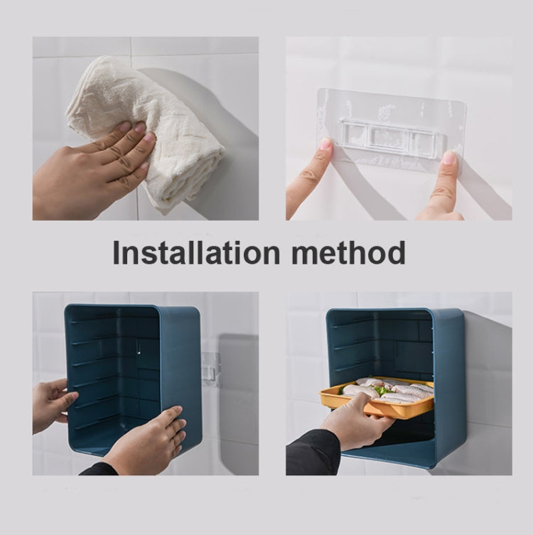 Prateleira de 6 Camadas para Hot Pot Montada na Parede, Pratos para Preparação de Cozinha Doméstica, Sem Perfuração, Pratos Retangulares para Acompanhamentos, Moldura Cinza + Prato Branco, Moldura Azul + Prato Amarelo
