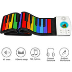 Piano Dobrável de 49 Teclas HUA008-49 para Crianças, Rolado à Mão, Piano Colorido, 49 Teclas