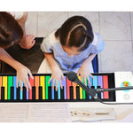 Piano Dobrável de 49 Teclas HUA008-49 para Crianças, Rolado à Mão, Piano Colorido, 49 Teclas