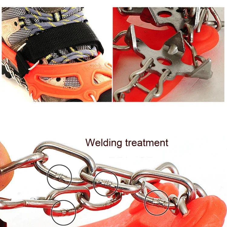 Crampons de 18 Dentes em Aço Inoxidável 430 para Campismo ao Ar Livre, Picos para Sapatos de Caminhada na Neve, Capas de Sapato Antiderrapantes, Tamanho:, 18 Dentes M (Laranja), 18 Dentes L (Preto)